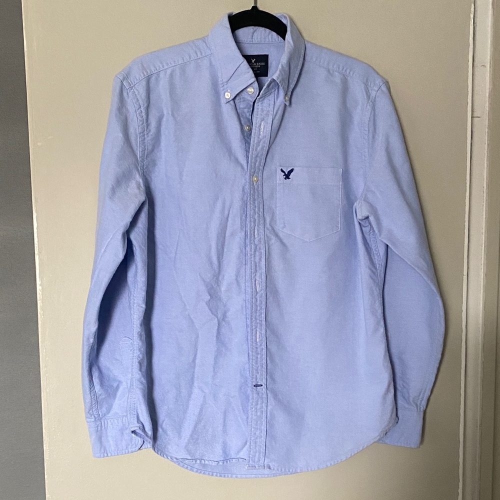 American Eagle Outfitters Pale Blue Button-Down Oxford Shirt - Men's